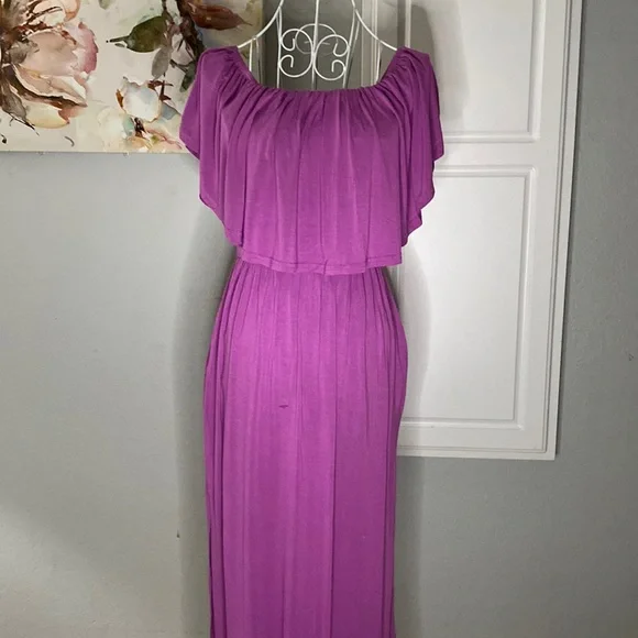 Scoop Dresses | Womans Scoop Purple Maxi Dress Xs S Flowy Side Slit Vacation Never Worn | Color: Purple | Size: Xs | Tterminel1's Closet